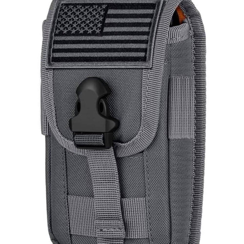 Tactical Cell Phone Holster Pouch with Armor Case on with US Flag Patch